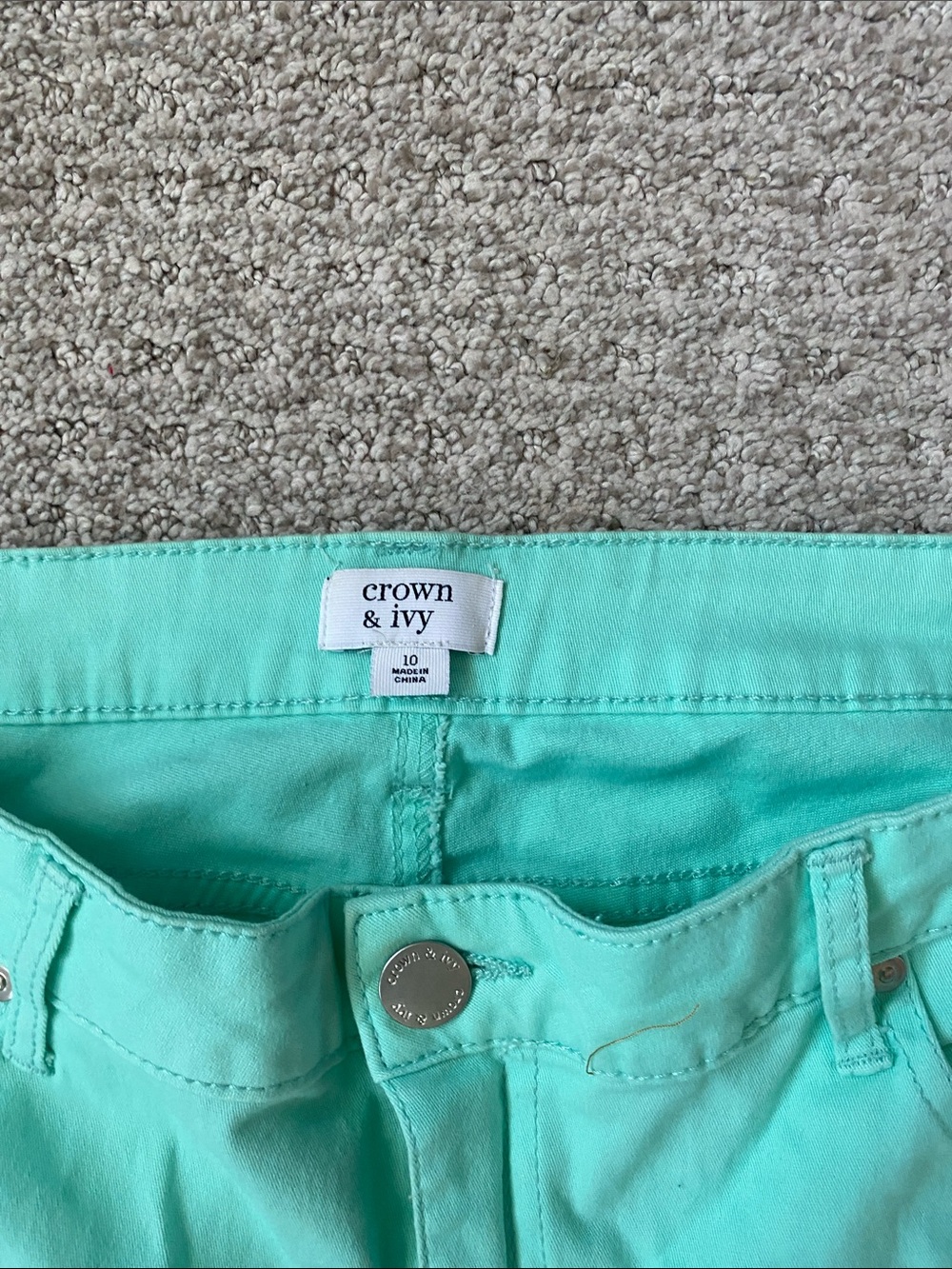 crown & ivy Mint Teal Jeans Pants Size 10 - Picture 4 of 5